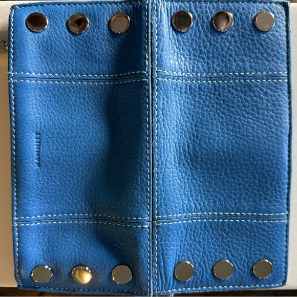 Hammitt 110 North Wallet Hydrangea Blue Supple Pebble leather & Silver like new - Picture 2 of 9